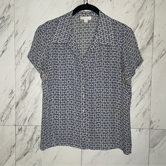 Charter Club Pure Silk Short Sleeve Floral Button Up SZ S - Picture 1 of 4